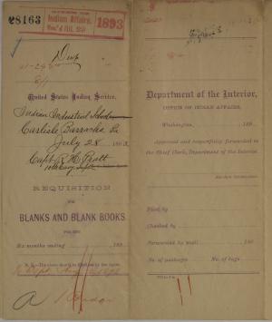 Requisition for Blanks and Blank Books, July 1893