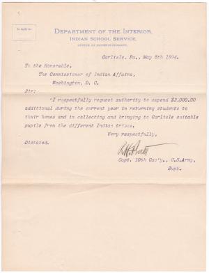 Request for Additional Transportation Funds in Fiscal Year 1894