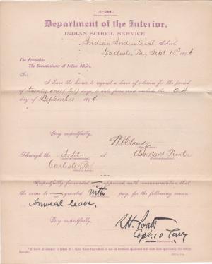 W. R. Claudy's Application for Annual Leave of Absence 