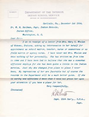 Pratt Informs Office of Letter from Mary H. Whelan