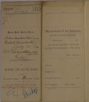 Requisition for Blanks and Blank Books, July 1895