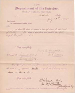 Mary E. Campbell's Application for Annual Leave of Absence 