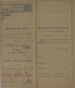 Requisition for Blanks and Blank Books, April 1896