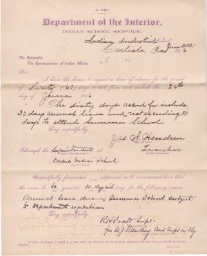 James W. Hendren's Request for Leave of Absence