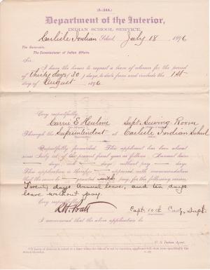 Carrie E. Hulme's Application for Leave of Absence 