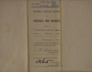 Monthly Sanitary Report of Diseases and Injuries, October 1896