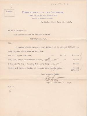 Request to Purchase Various Supplies in January 1897