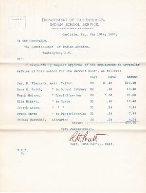 Report of Irregular Employees, May 1897