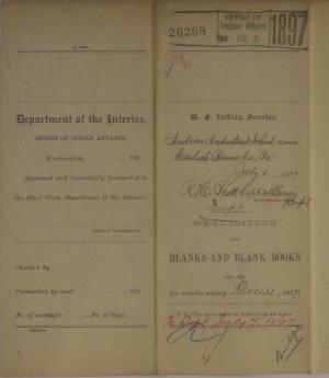 Requisition for Blanks and Blank Books, July 1897