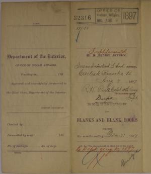 Supplemental Requisition for Blanks and Blank Books, August 1897