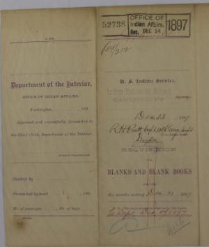 Supplemental Requisition for Blanks and Blank Books, December 1897