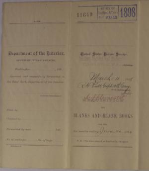 Requisition for Blanks and Blank Books, March 1898