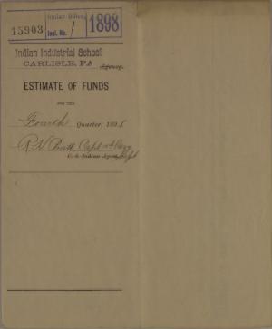 Estimate of Funds, Estimate of Supplies, and Regular Employee Pay, Fourth Quarter 1898