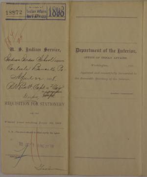 Requisition for Stationery, April 1898