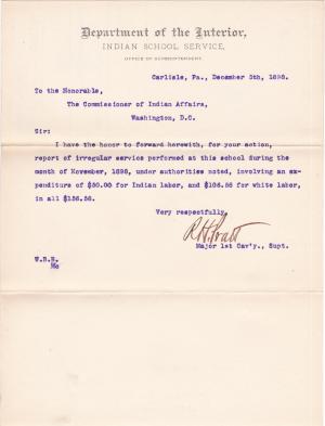 Report of Irregular Employees, November 1898