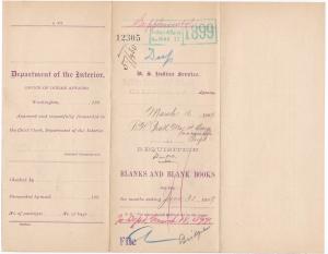 Requisition for Blanks and Blank Books, March 1899