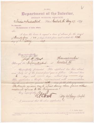 George W. Kemp's Application for Leave of Absence 
