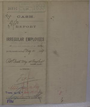 Report of Irregular Employees, May 1899