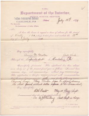 Annie M. Morton's Application for Annual Leave of Absence 