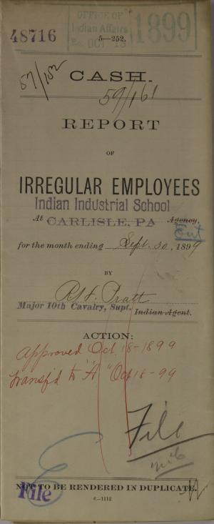Report of Irregular Employees, September 1899