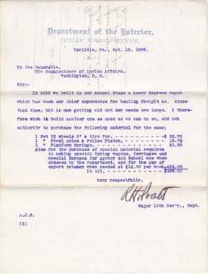 Request to Purchase Materials to Build Heavy Express Wagon