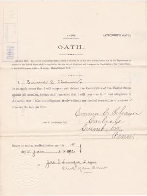 Oath of Office for Emma C. Schaner 