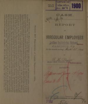 Report of Irregular Employees, December 1899