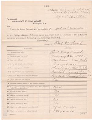 Application for Employment from Edith Smith Application for Employment from Edith Smith