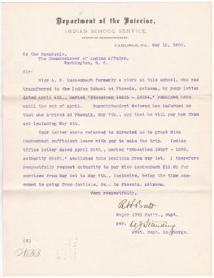 Request to Pay A. S. Luckenbach's Salary Between Positions