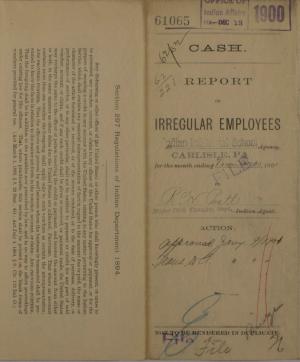 Report of Irregular Employees, June 1900
