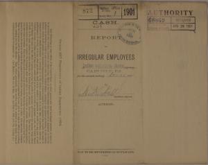 Report of Irregular Employees, December 1900