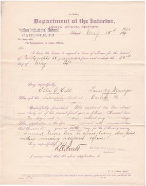 Ella G. Hill's Application for Leave of Absence