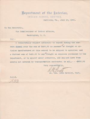 Request to Pay Freight Shipping on Goods Recieved and Sent in 1901