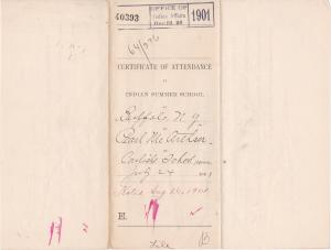 Pearl McArthur's Certificate of Attendance at Summer School in Buffalo, New York