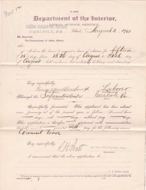 George E. Hollenbaugh's Request for Annual Leave of Absence