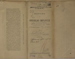 Report of Irregular Employees, August 1901