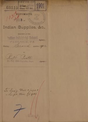 Estimate of Supplies, October 1901