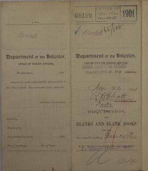 Requisition for Blanks and Blank Books, November 1901
