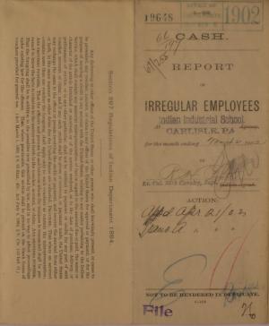 Report of Irregular Employees, March 1902