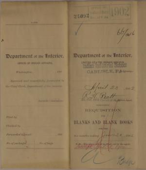Requisition for Blanks and Blank Books, April 1902