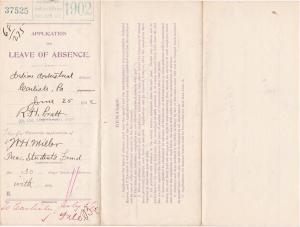 W. H. Miller's Application for Annual Leave of Absence