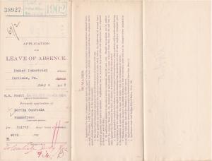 Bertha Canfield's Application for Annual Leave of Absence 