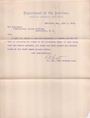 Request to Pay Henderson Farm Rent for the 1903 Fiscal Year