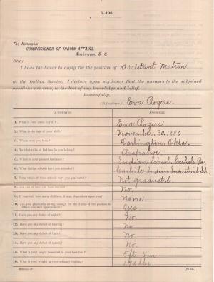 Application for Employment from Eva Rogers 