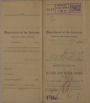 Requisition for Blanks and Blank Books, January 1903