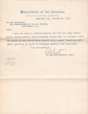 Approval of Report of Irregular Employees, December 1902