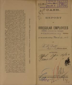 Report of Irregular Employees, March 1903