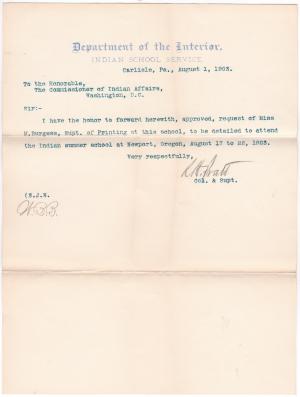 M. Burgess' Request to Attend Indian Convention