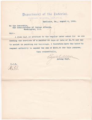 Request to Employ Painter for 60 Days in 1903