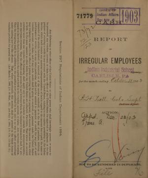 Report of Irregular Employees, October 1903